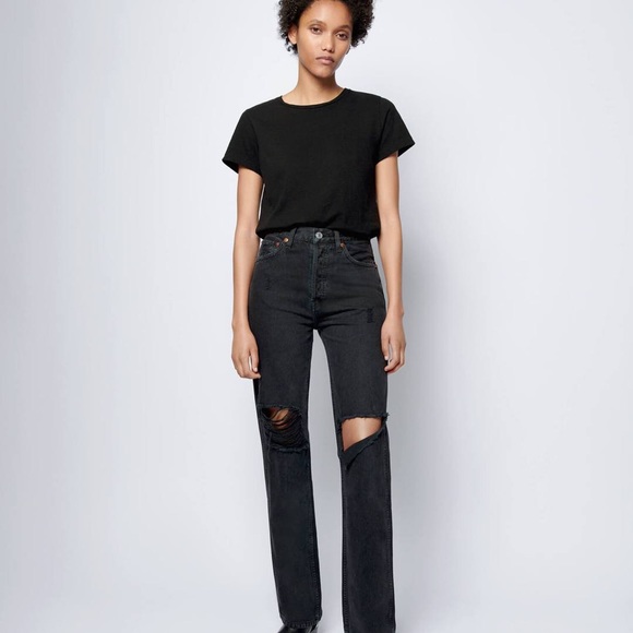 REDONE Tops | Redone Hanes Classic Black T Shirt | Poshmark